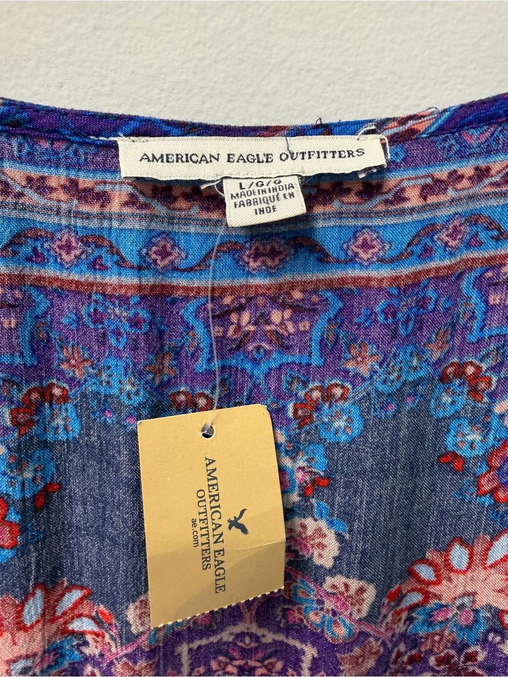 American Eagle Outfitters Blue Boho Floral Surplice Romper Women’s Large NWT - Picture 6 of 9